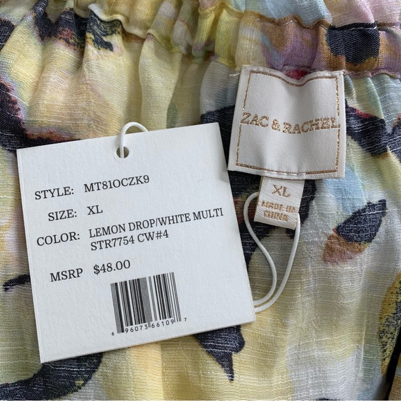 Zac & Rachel Yellow Lemon Drop Top Ruffle Sleeves Flowy Fit Size XL NWT - Picture 9 of 11